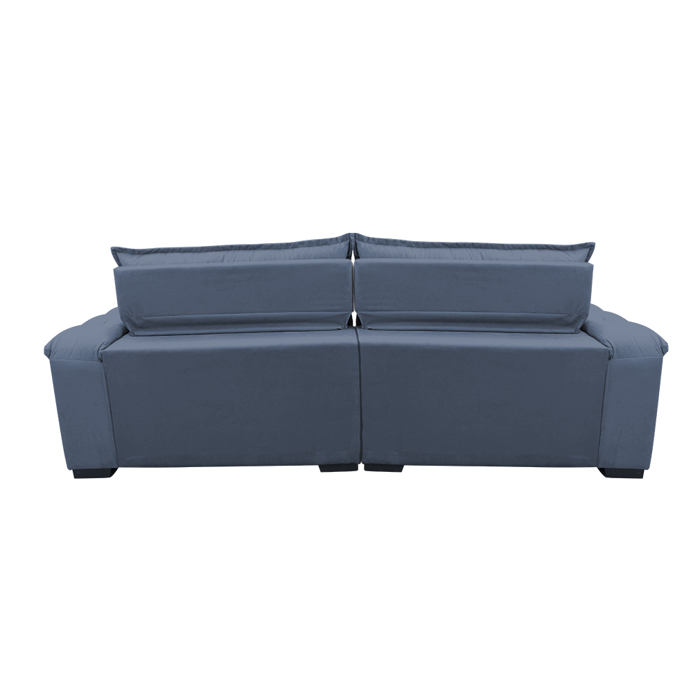 Sofá Retrátil e Reclinável 3,12m com Molas Ensacadas Cama inBox Aconchego Tecido Suede Azul