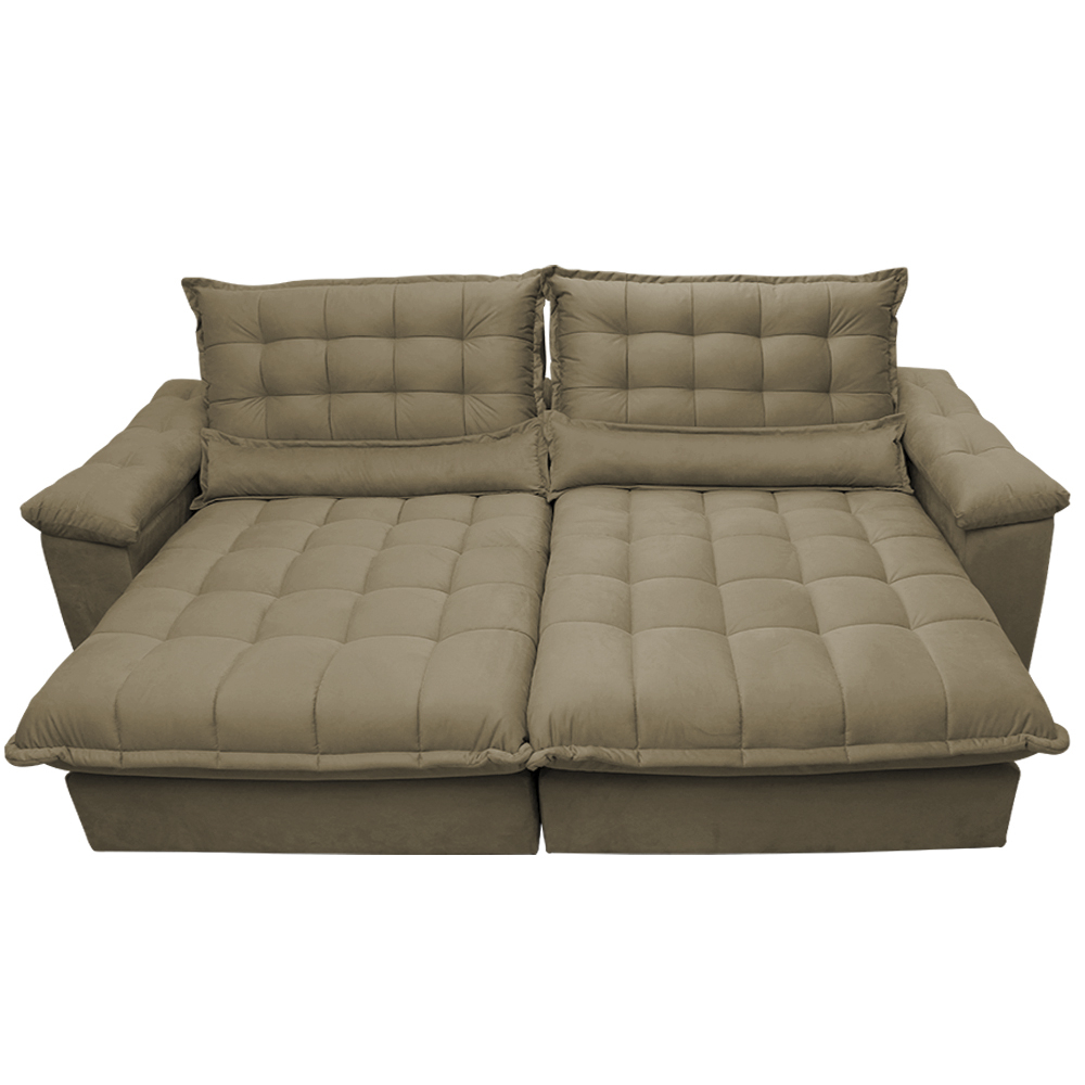 Sofá Retrátil e Reclinável 3,12m com Molas Ensacadas Cama inBox Aconchego Tecido Suede Castor