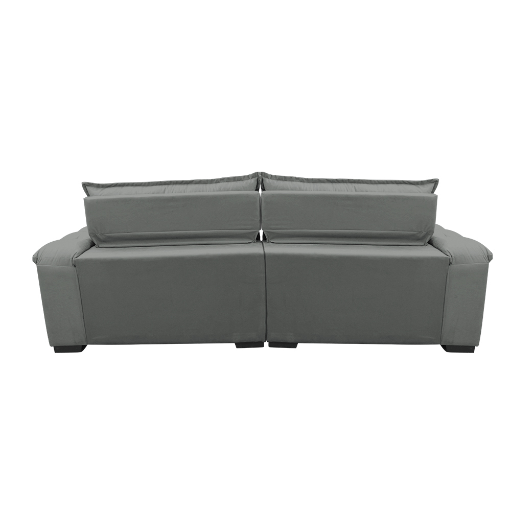 Sofá Retrátil e Reclinável 3,12m com Molas Ensacadas Cama inBox Aconchego Tecido Suede Cinza