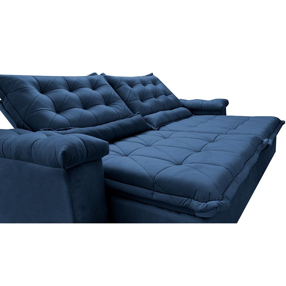 Sofá Retrátil e Reclinável 3,15m Cama inBox Big Fresh com SoftGel D40 Velupluma Azul