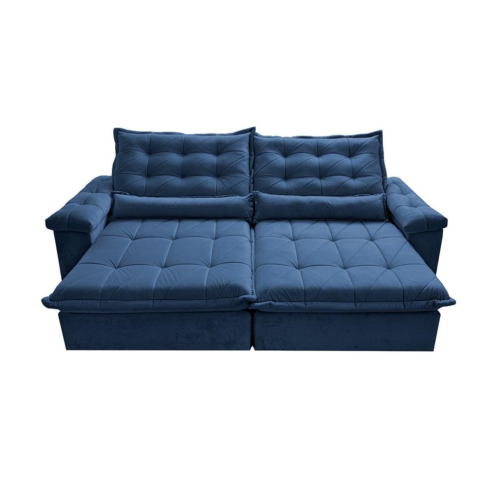 Sofá Retrátil e Reclinável 3,15m Cama inBox Big Fresh com SoftGel D40 Velupluma Azul