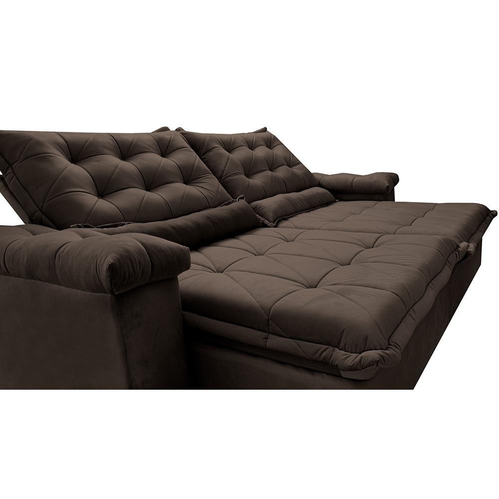Sofá Retrátil e Reclinável 3,15m Cama inBox Big Fresh com SoftGel D40 Velupluma Café