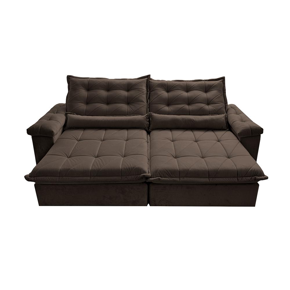 Sofá Retrátil e Reclinável 3,15m Cama inBox Big Fresh com SoftGel D40 Velupluma Café