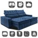 Sofá Retrátil e Reclinável 3,15m Cama inBox Big Puffer com SoftGel D40 Velupluma Azul