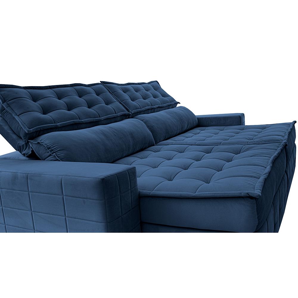 Sofá Retrátil e Reclinável 3,15m Cama inBox Big Puffer com SoftGel D40 Velupluma Azul