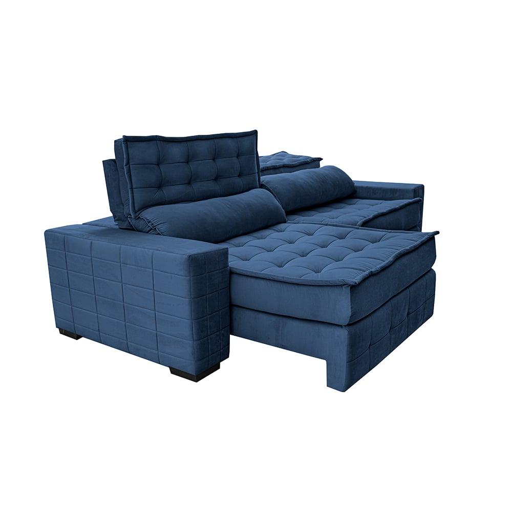 Sofá Retrátil e Reclinável 3,15m Cama inBox Big Puffer com SoftGel D40 Velupluma Azul