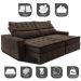 Sofá Retrátil e Reclinável 3,15m Cama inBox Big Puffer com SoftGel D40 Velupluma Café