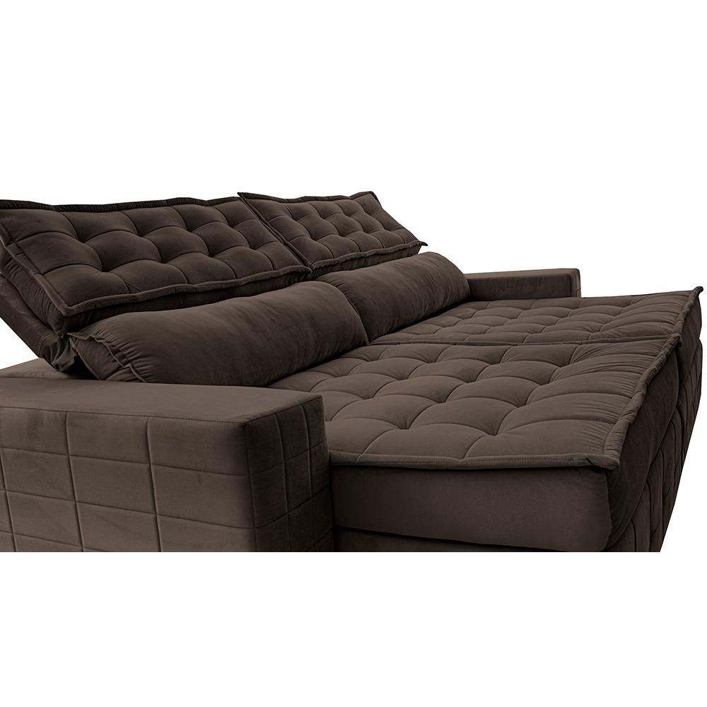 Sofá Retrátil e Reclinável 3,15m Cama inBox Big Puffer com SoftGel D40 Velupluma Café
