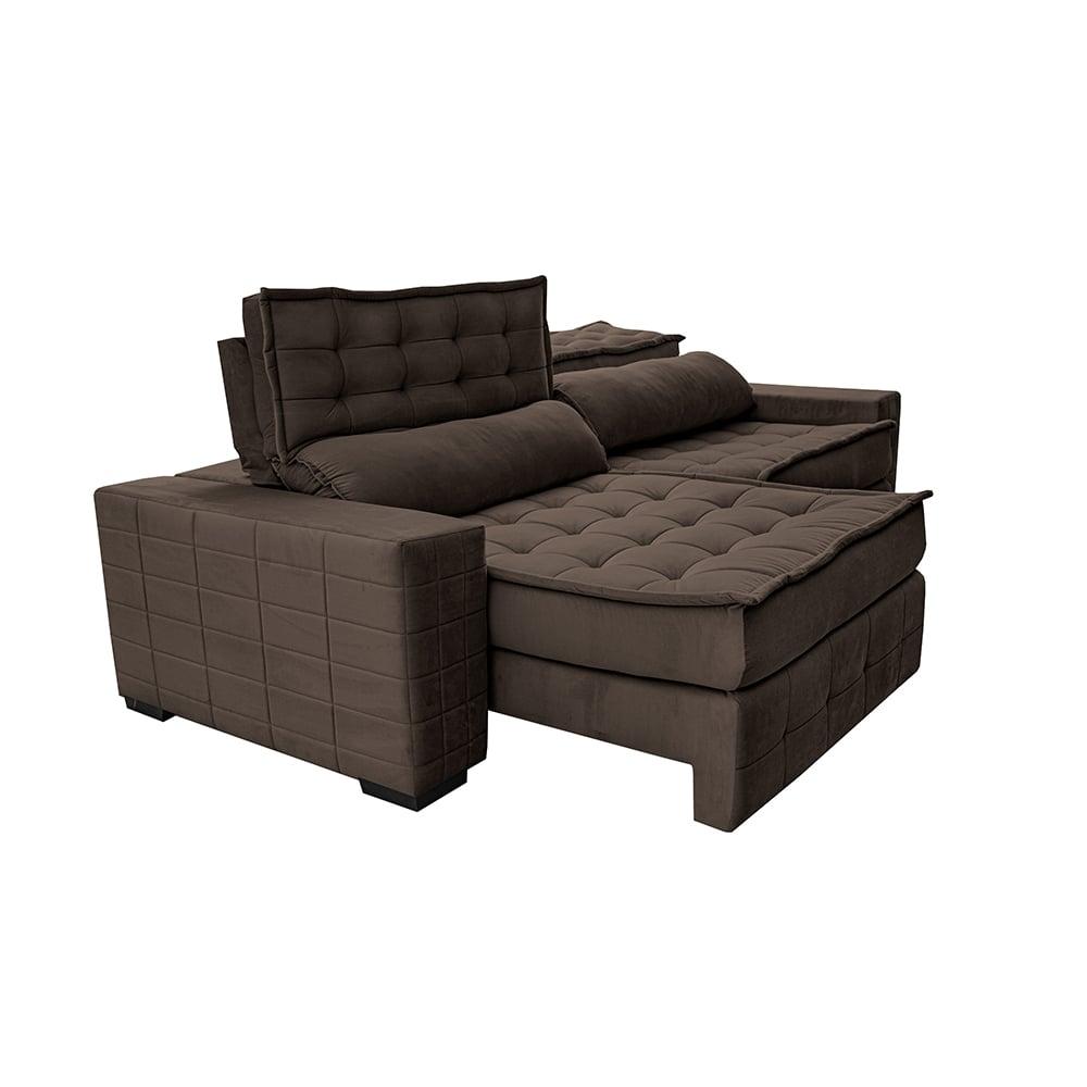 Sofá Retrátil e Reclinável 3,15m Cama inBox Big Puffer com SoftGel D40 Velupluma Café