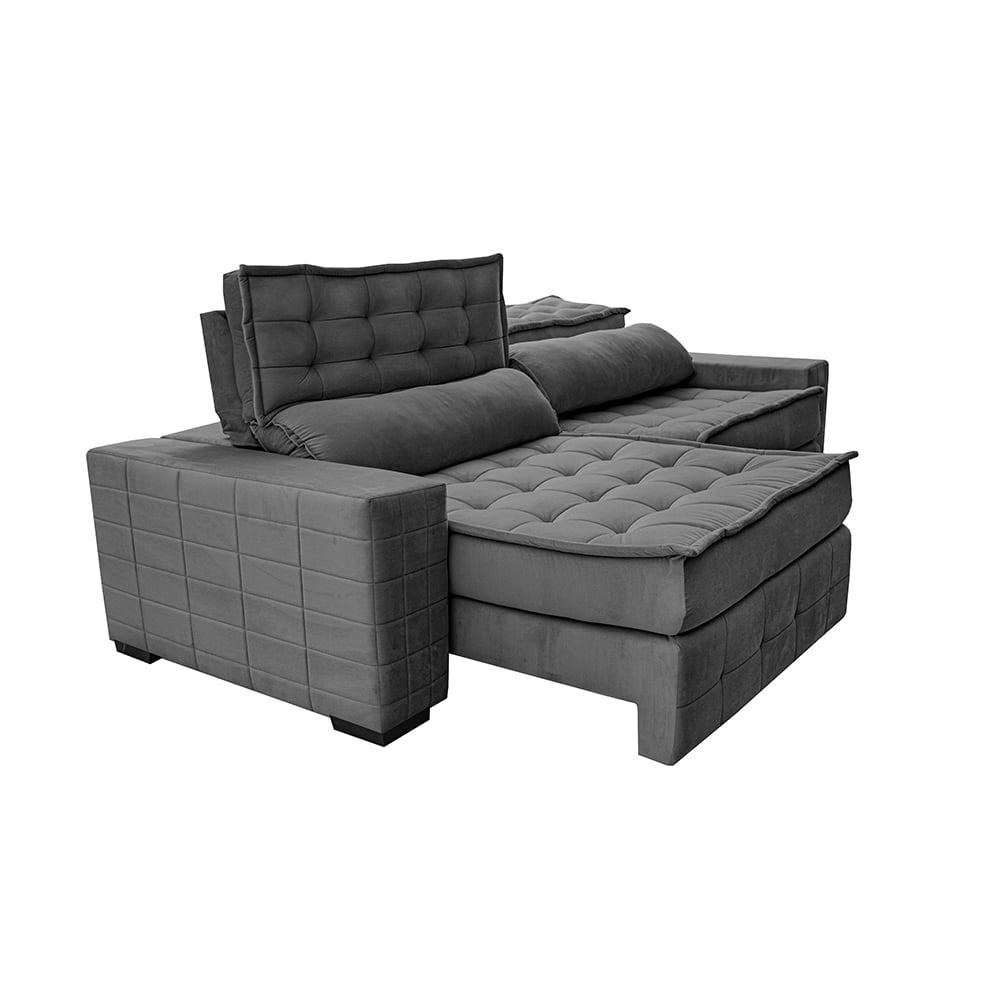Sofá Retrátil e Reclinável 3,15m Cama inBox Big Puffer com SoftGel D40 Velupluma Cinza