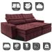 Sofá Retrátil e Reclinável 3,15m Cama inBox Big Puffer com SoftGel D40 Velupluma Vinho