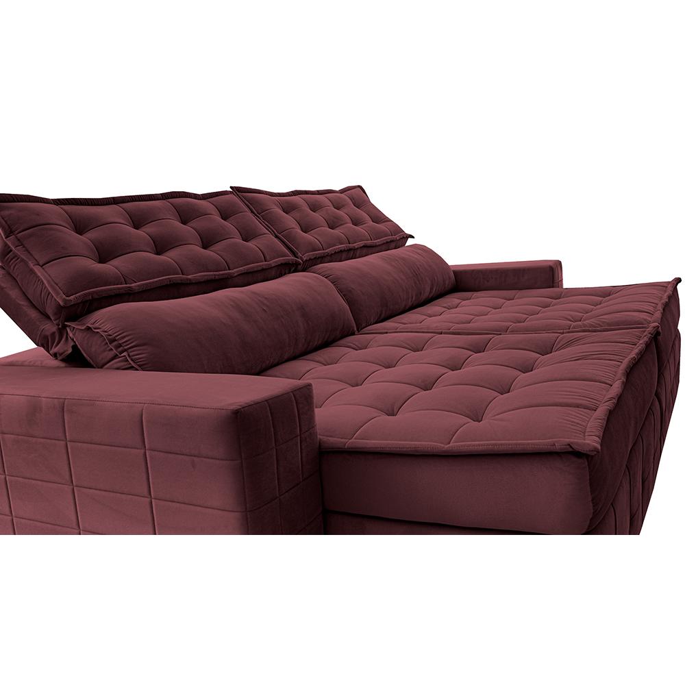 Sofá Retrátil e Reclinável 3,15m Cama inBox Big Puffer com SoftGel D40 Velupluma Vinho
