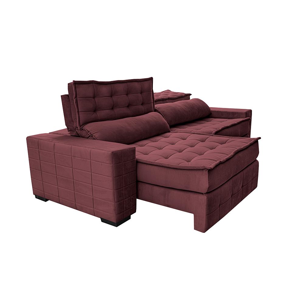 Sofá Retrátil e Reclinável 3,15m Cama inBox Big Puffer com SoftGel D40 Velupluma Vinho