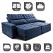 Sofá Retrátil e Reclinável 3,15m Cama inBox Big Star com SoftGel D40 Velupluma Azul