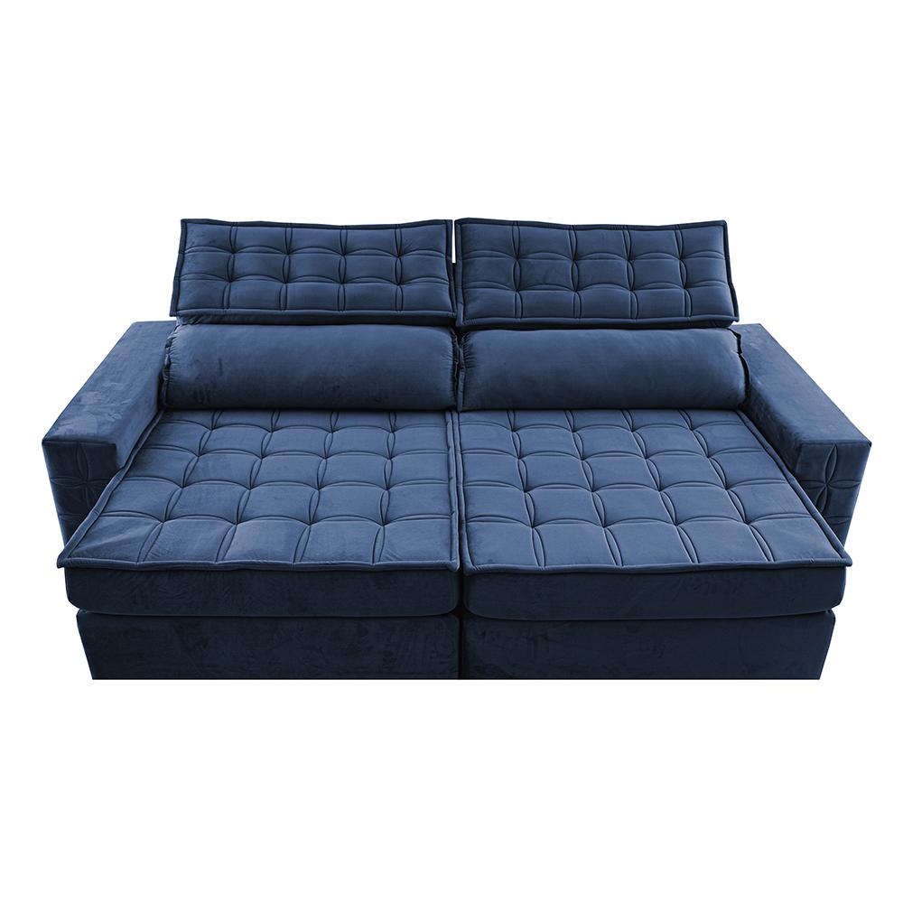 Sofá Retrátil e Reclinável 3,15m Cama inBox Big Star com SoftGel D40 Velupluma Azul