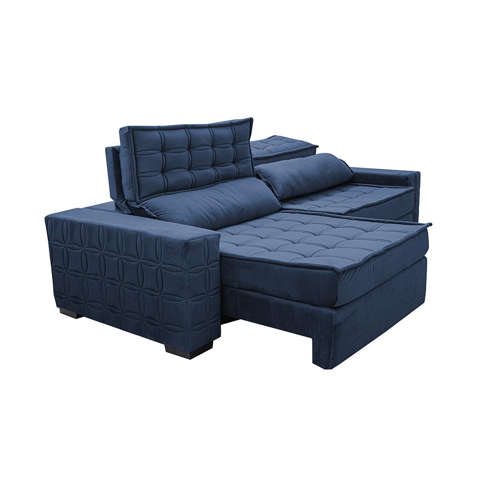 Sofá Retrátil e Reclinável 3,15m Cama inBox Big Star com SoftGel D40 Velupluma Azul