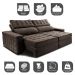 Sofá Retrátil e Reclinável 3,15m Cama inBox Big Star com SoftGel D40 Velupluma Café