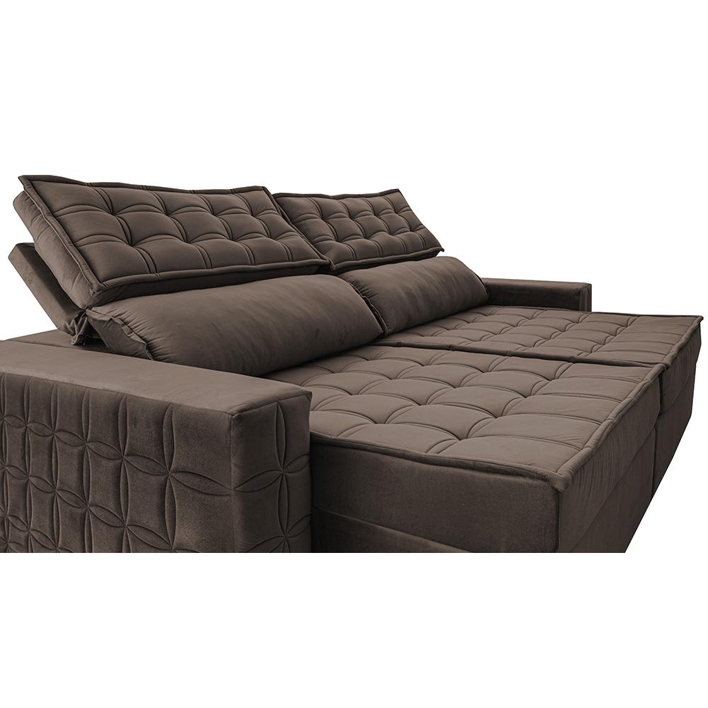 Sofá Retrátil e Reclinável 3,15m Cama inBox Big Star com SoftGel D40 Velupluma Café