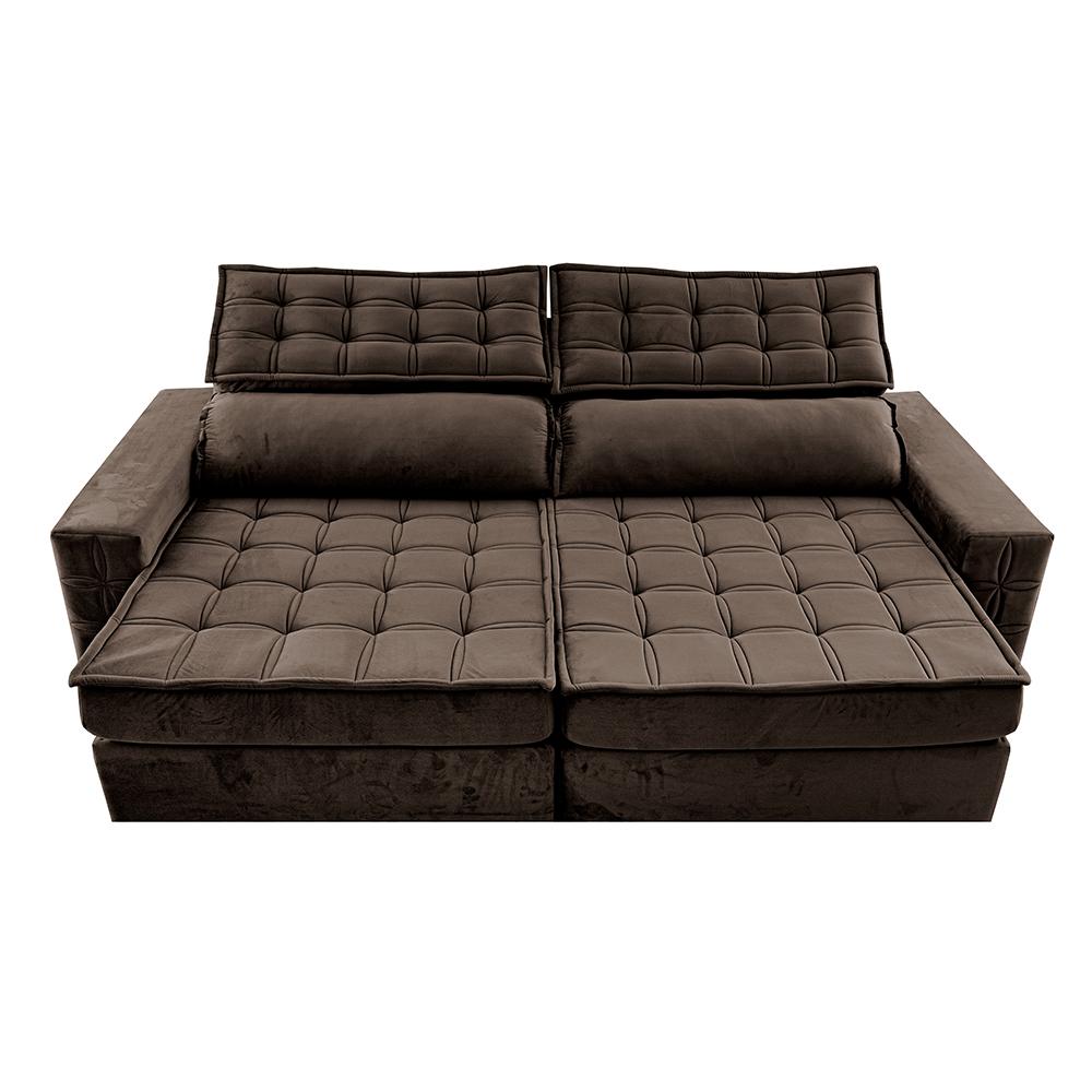 Sofá Retrátil e Reclinável 3,15m Cama inBox Big Star com SoftGel D40 Velupluma Café