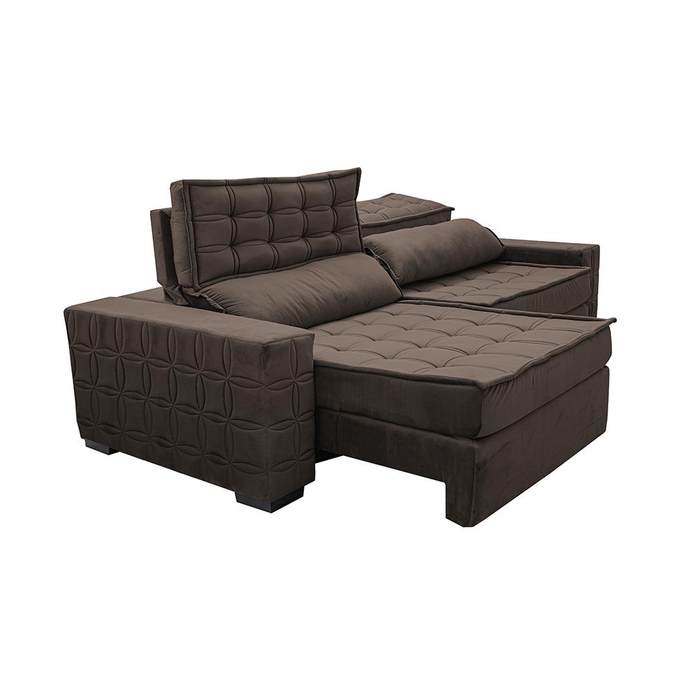 Sofá Retrátil e Reclinável 3,15m Cama inBox Big Star com SoftGel D40 Velupluma Café