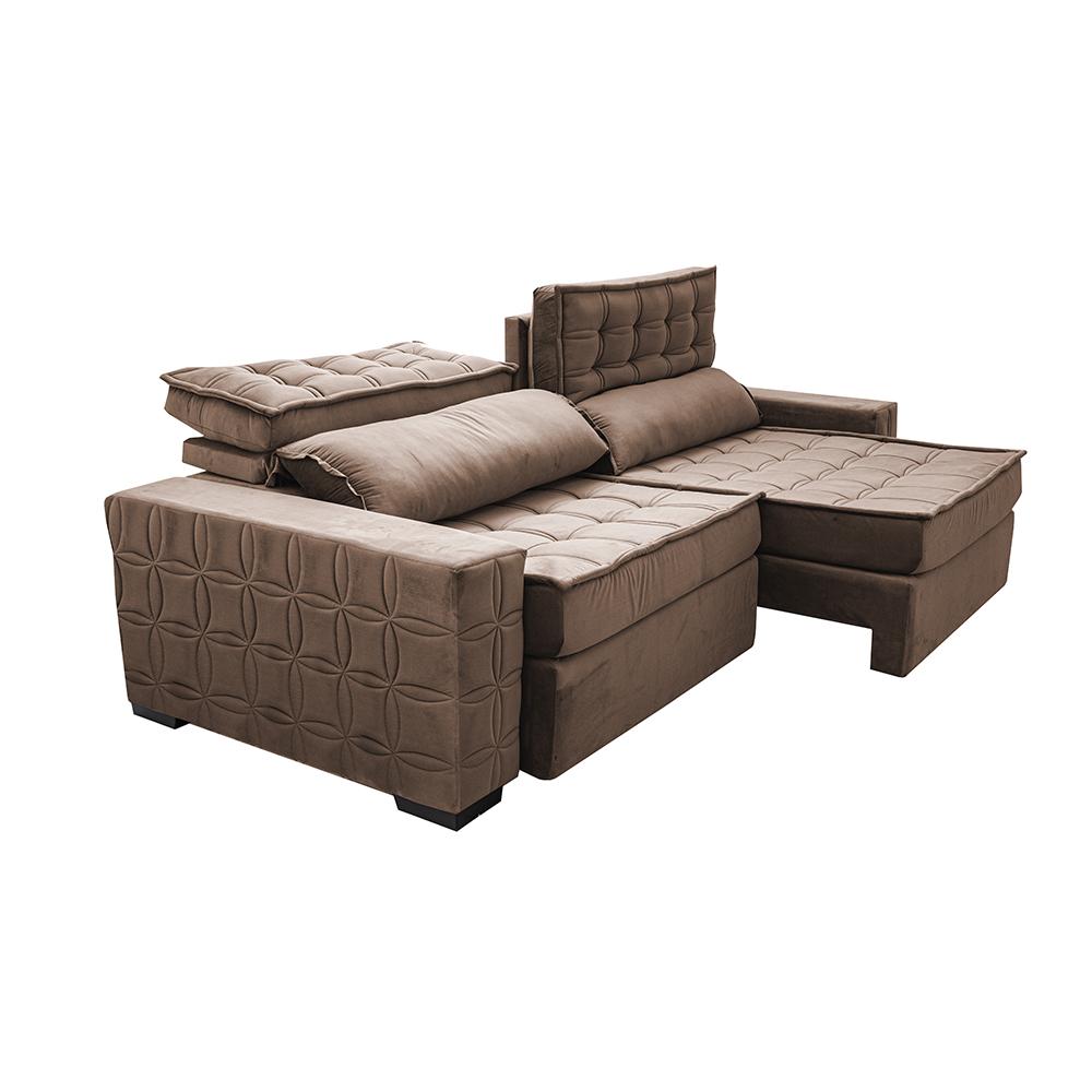 Sofá Retrátil e Reclinável 3,15m Cama inBox Big Star com SoftGel D40 Velupluma Castor