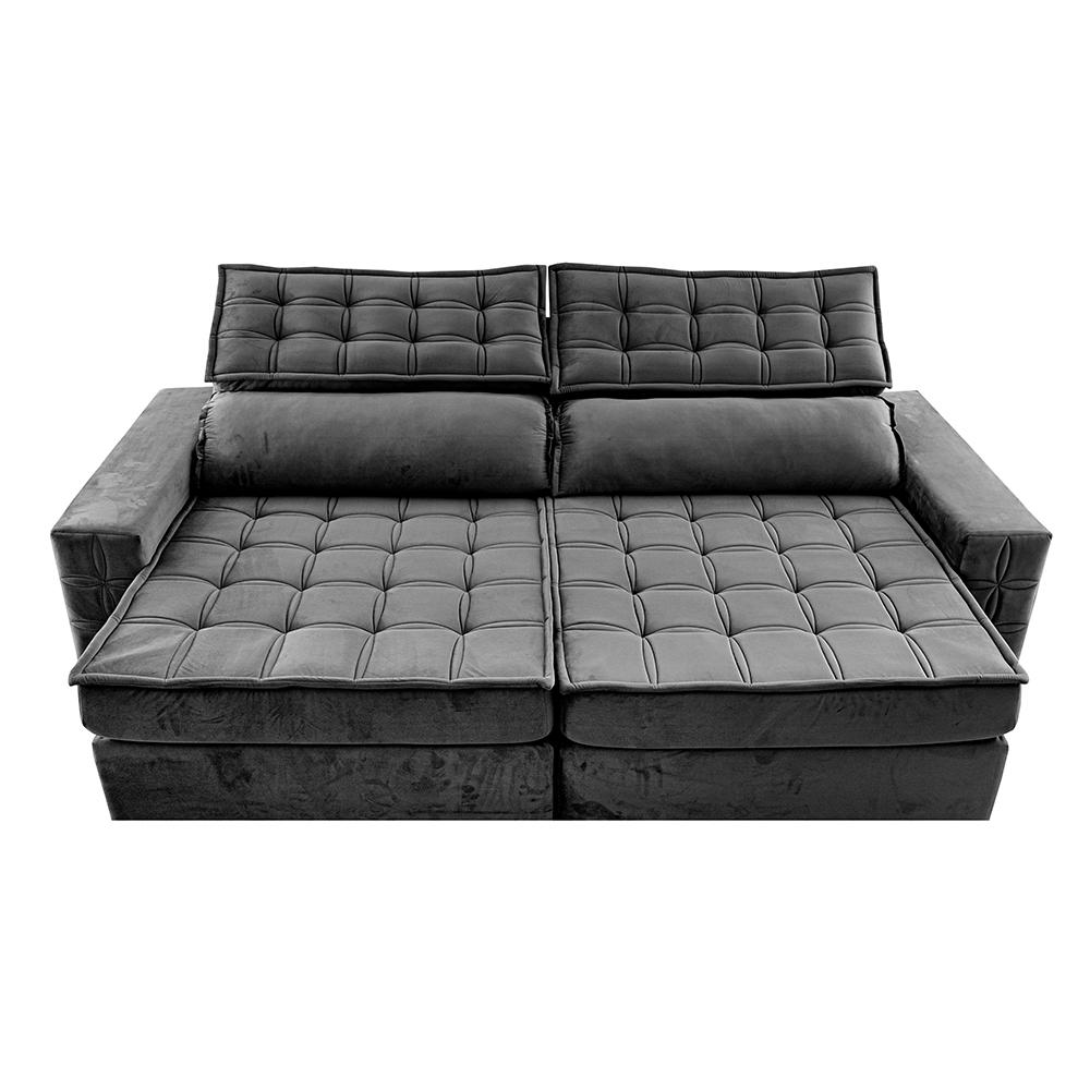 Sofá Retrátil e Reclinável 3,15m Cama inBox Big Star com SoftGel D40 Velupluma Cinza
