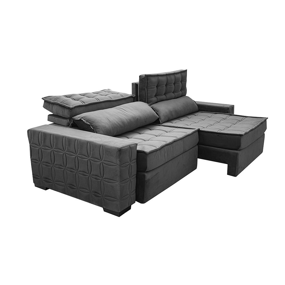 Sofá Retrátil e Reclinável 3,15m Cama inBox Big Star com SoftGel D40 Velupluma Cinza