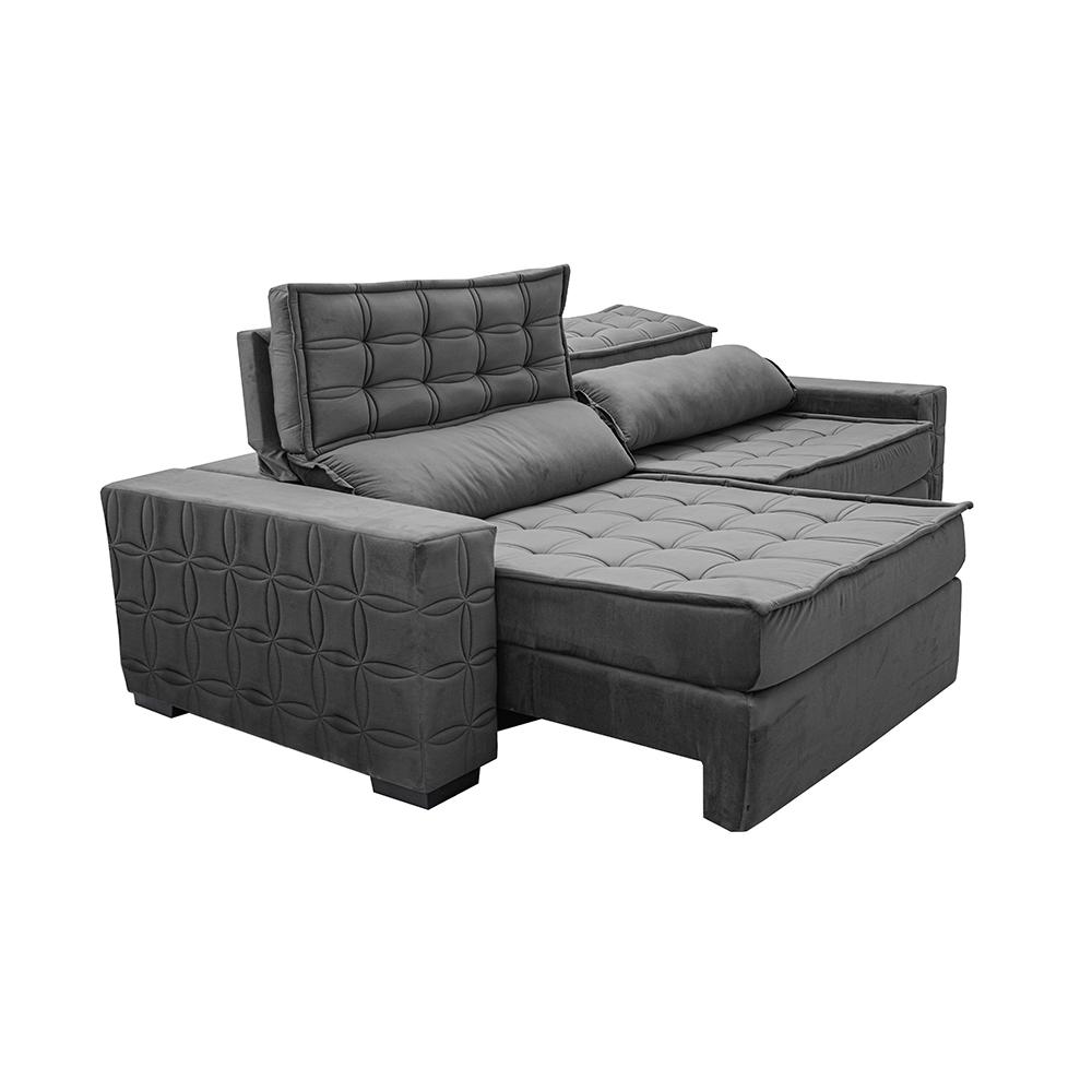 Sofá Retrátil e Reclinável 3,15m Cama inBox Big Star com SoftGel D40 Velupluma Cinza