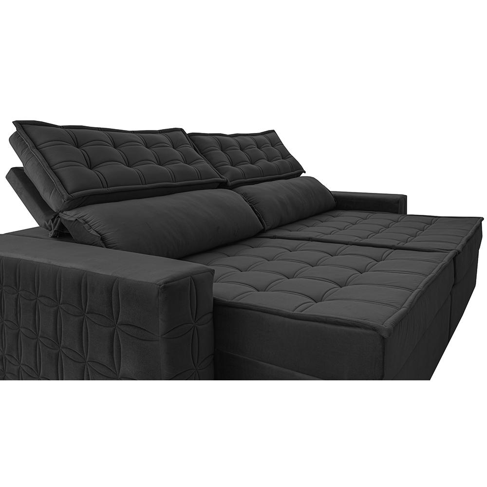 Sofá Retrátil e Reclinável 3,15m Cama inBox Big Star com SoftGel D40 Velupluma Preto