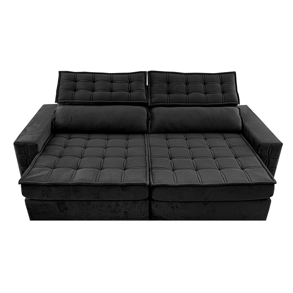 Sofá Retrátil e Reclinável 3,15m Cama inBox Big Star com SoftGel D40 Velupluma Preto