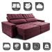 Sofá Retrátil e Reclinável 3,15m Cama inBox Big Star com SoftGel D40 Velupluma Vinho
