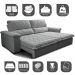 Sofá Retrátil e Reclinável 3,15m Molas Ensacadas Cama inBox Big Home com Bordado 3D Linho Cinza Claro