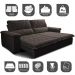 Sofá Retrátil e Reclinável 3,15m Molas Ensacadas Cama inBox Big Home com Bordado 3D Linho Marrom