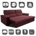 Sofá Retrátil e Reclinável 3,15m Molas Ensacadas Cama inBox Big Home com Bordado 3D Velusoft Vinho