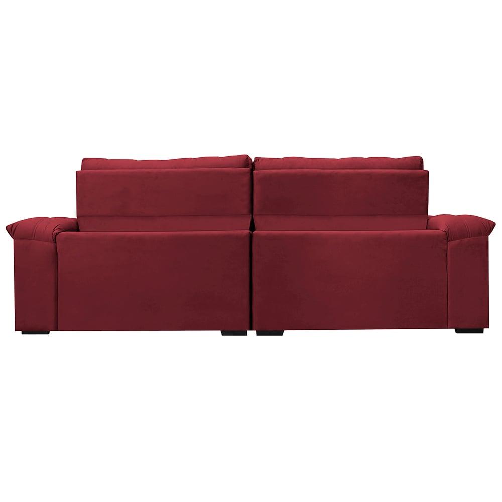 Sofá Retrátil e Reclinável 3,15m Molas Ensacadas Cama inBox Big Home com Bordado 3D Velusoft Vinho