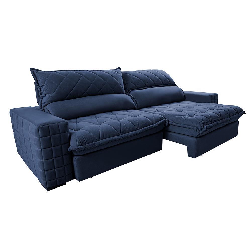 Sofá Retrátil e Reclinável 3,15m Molas Ensacadas Cama inBox Elegance com ThermoGel Velusoft Azul