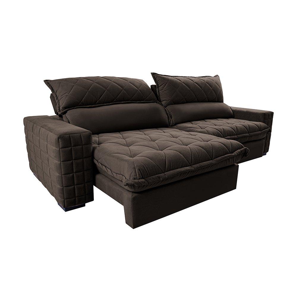 Sofá Retrátil e Reclinável 3,15m Molas Ensacadas Cama inBox Elegance com ThermoGel Velusoft Café