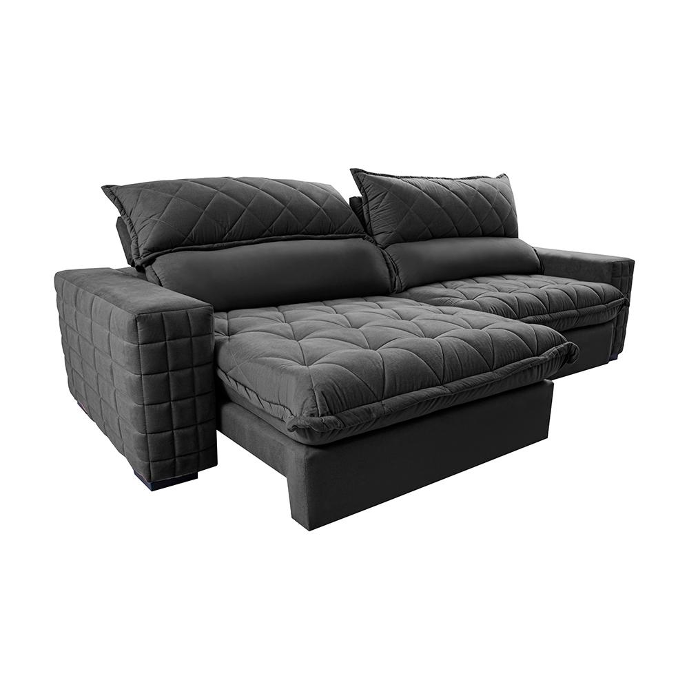 Sofá Retrátil e Reclinável 3,15m Molas Ensacadas Cama inBox Elegance com ThermoGel Velusoft Cinza