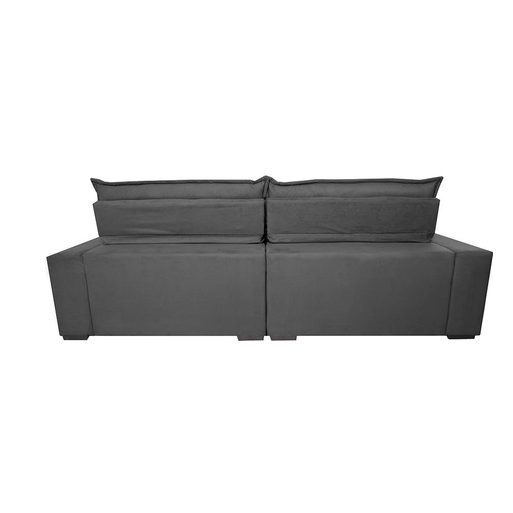 Sofá Retrátil e Reclinável 3,15m Molas Ensacadas Cama inBox Spazus com Bordado 3D Velusoft Cinza