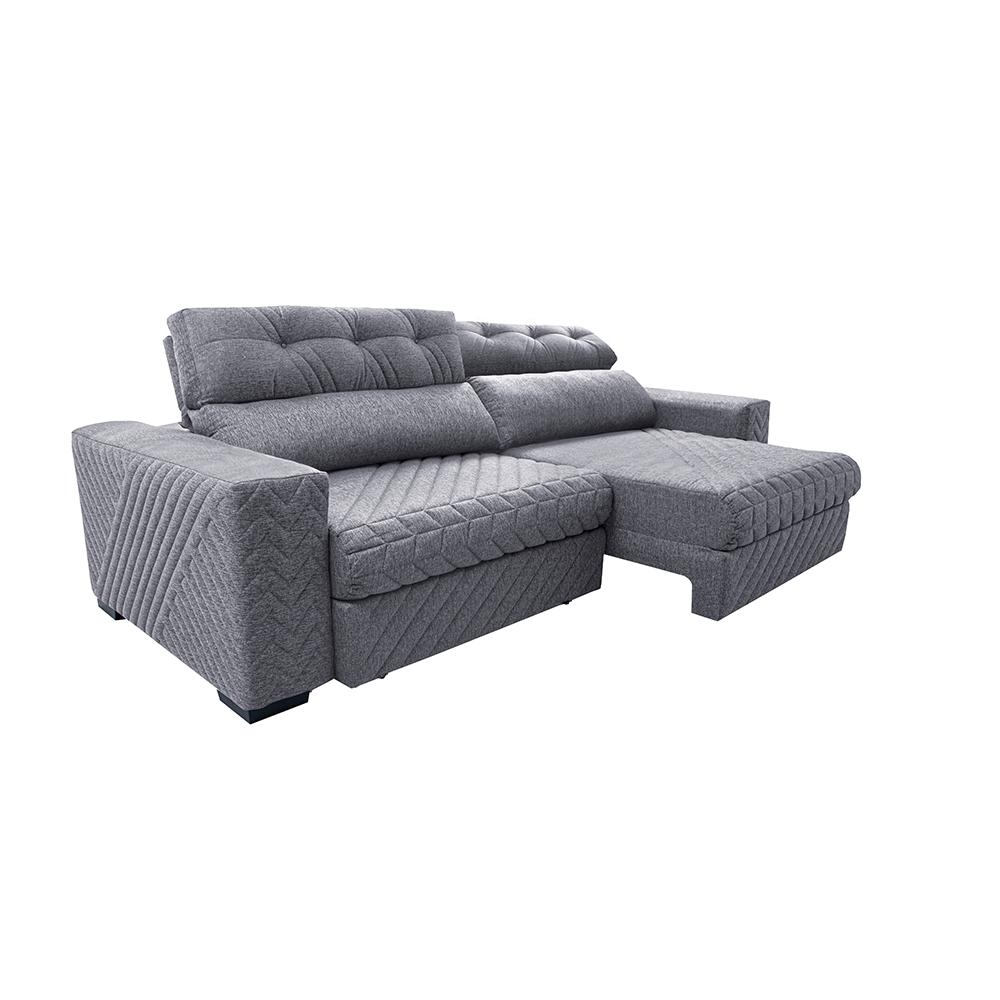 Sofá Retrátil e Reclinável 3,15m Molas Ensacadas Cama inBox Style Thermo Gel Linho Cinza Claro