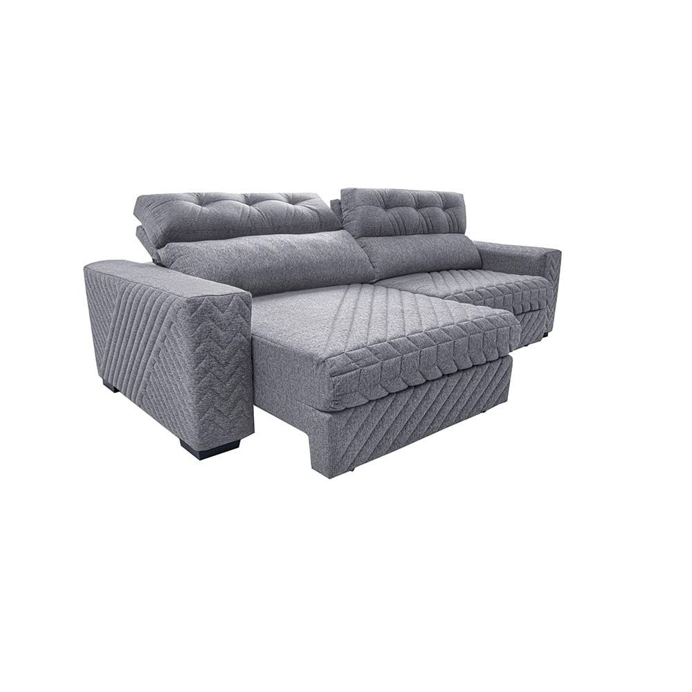 Sofá Retrátil e Reclinável 3,15m Molas Ensacadas Cama inBox Style Thermo Gel Linho Cinza Claro