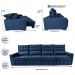Sofá Retrátil e Reclinável 3,20m Molas Ensacadas e Costura Tripla Cama inBox Nobre Suede Azul