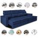 Sofá Retrátil e Reclinável 3,20m Molas Ensacadas e Costura Tripla Cama inBox Nobre Suede Azul