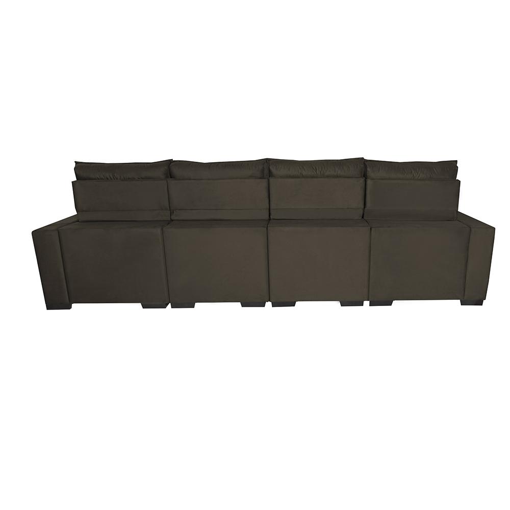 Sofá Retrátil e Reclinável 3,20m Molas Ensacadas e Costura Tripla Cama inBox Nobre Suede Café