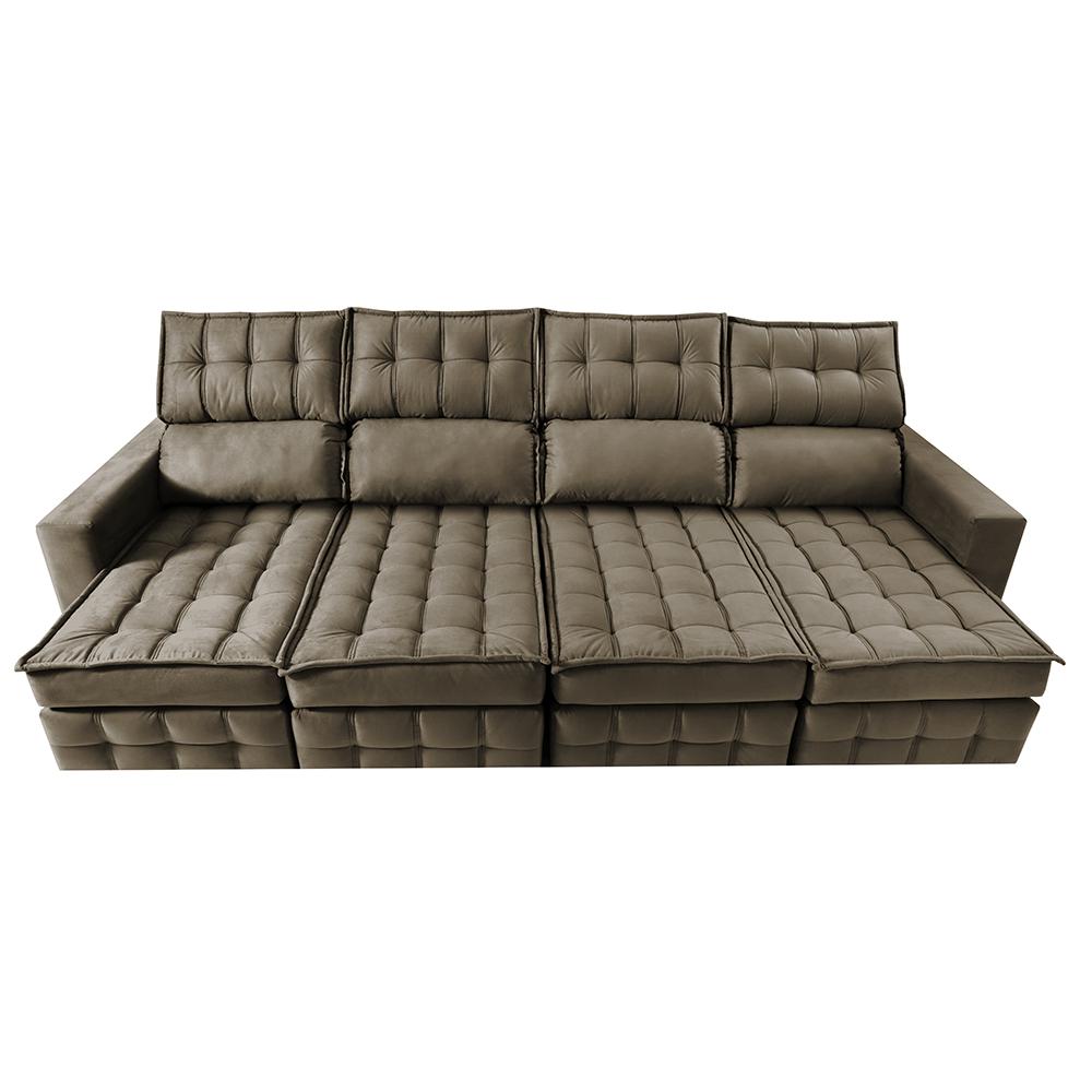 Sofá Retrátil e Reclinável 3,20m Molas Ensacadas e Costura Tripla Cama inBox Nobre Suede Castor
