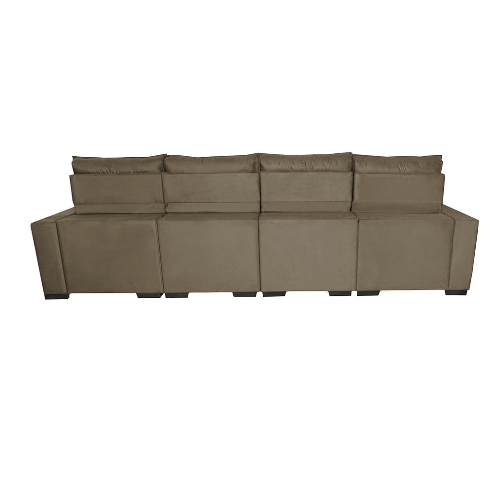 Sofá Retrátil e Reclinável 3,20m Molas Ensacadas e Costura Tripla Cama inBox Nobre Suede Castor