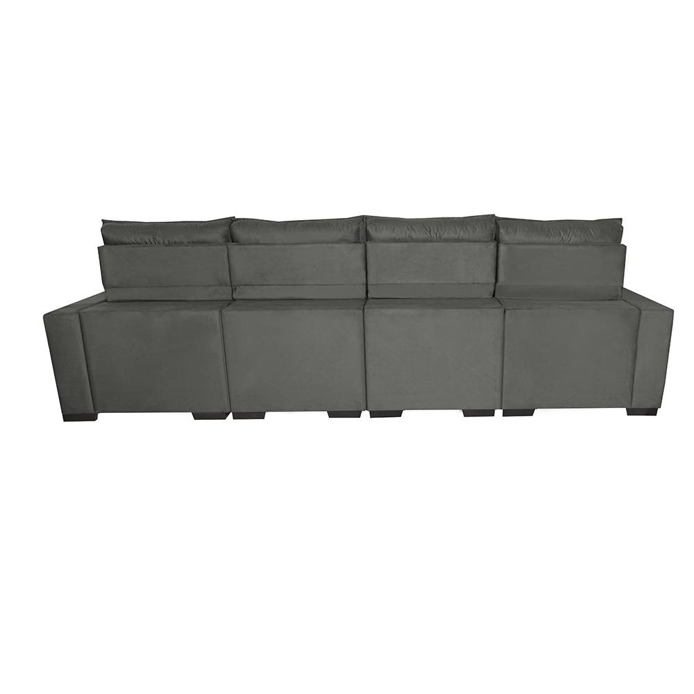 Sofá Retrátil e Reclinável 3,20m Molas Ensacadas e Costura Tripla Cama inBox Nobre Suede Cinza