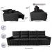 Sofá Retrátil e Reclinável 3,20m Molas Ensacadas e Costura Tripla Cama inBox Nobre Suede Preto