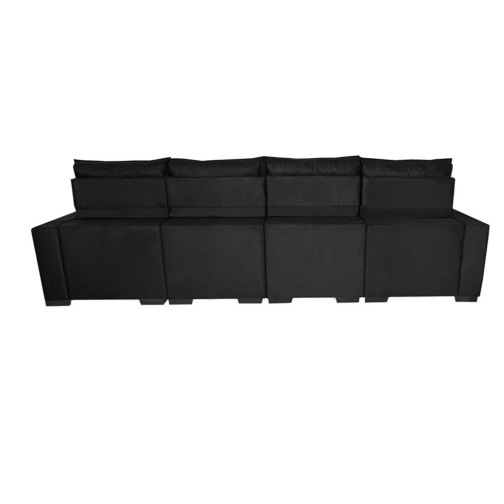 Sofá Retrátil e Reclinável 3,20m Molas Ensacadas e Costura Tripla Cama inBox Nobre Suede Preto