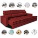 Sofá Retrátil e Reclinável 3,20m Molas Ensacadas e Costura Tripla Cama inBox Nobre Suede Vermelho